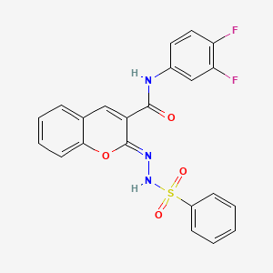 molecular formula C22H15F2N3O4S B11428739 (2Z)-N-(3,4-difluorophenyl)-2-[2-(phenylsulfonyl)hydrazinylidene]-2H-chromene-3-carboxamide 