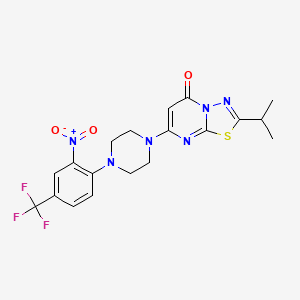 molecular formula C19H19F3N6O3S B11428754 7-{4-[2-nitro-4-(trifluoromethyl)phenyl]piperazin-1-yl}-2-(propan-2-yl)-5H-[1,3,4]thiadiazolo[3,2-a]pyrimidin-5-one 