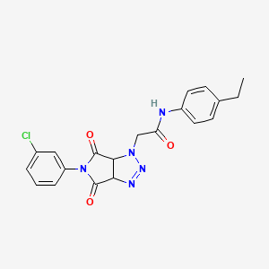 molecular formula C20H18ClN5O3 B11428794 2-[5-(3-chlorophenyl)-4,6-dioxo-4,5,6,6a-tetrahydropyrrolo[3,4-d][1,2,3]triazol-1(3aH)-yl]-N-(4-ethylphenyl)acetamide 