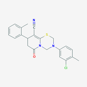 molecular formula C22H20ClN3OS B11428798 3-(3-chloro-4-methylphenyl)-8-(2-methylphenyl)-6-oxo-3,4,7,8-tetrahydro-2H,6H-pyrido[2,1-b][1,3,5]thiadiazine-9-carbonitrile 