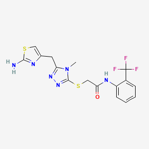 molecular formula C16H15F3N6OS2 B11428830 2-({5-[(2-amino-1,3-thiazol-4-yl)methyl]-4-methyl-4H-1,2,4-triazol-3-yl}sulfanyl)-N-[2-(trifluoromethyl)phenyl]acetamide 