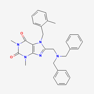 molecular formula C30H31N5O2 B11428850 8-((dibenzylamino)methyl)-1,3-dimethyl-7-(2-methylbenzyl)-1H-purine-2,6(3H,7H)-dione 