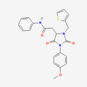 molecular formula C23H21N3O4S B11428852 2-[1-(4-methoxyphenyl)-2,5-dioxo-3-(thiophen-2-ylmethyl)imidazolidin-4-yl]-N-phenylacetamide 