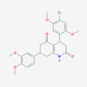 molecular formula C25H26BrNO6 B11428893 4-(4-bromo-2,5-dimethoxyphenyl)-7-(3,4-dimethoxyphenyl)-4,6,7,8-tetrahydroquinoline-2,5(1H,3H)-dione 