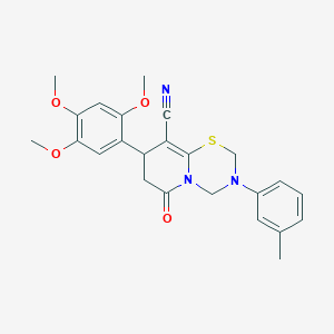 3-(3-methylphenyl)-6-oxo-8-(2,4,5-trimethoxyphenyl)-3,4,7,8-tetrahydro-2H,6H-pyrido[2,1-b][1,3,5]thiadiazine-9-carbonitrile