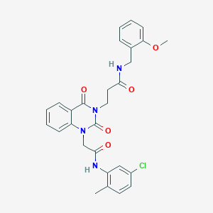 molecular formula C28H27ClN4O5 B11428910 3-(1-(2-((5-chloro-2-methylphenyl)amino)-2-oxoethyl)-2,4-dioxo-1,2-dihydroquinazolin-3(4H)-yl)-N-(2-methoxybenzyl)propanamide 