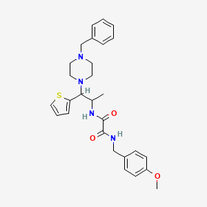 molecular formula C28H34N4O3S B11428951 N1-(1-(4-benzylpiperazin-1-yl)-1-(thiophen-2-yl)propan-2-yl)-N2-(4-methoxybenzyl)oxalamide 