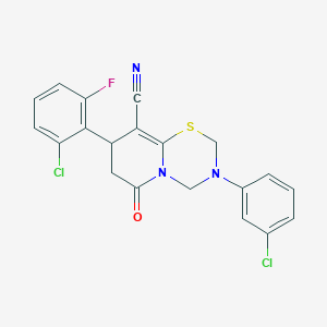 molecular formula C20H14Cl2FN3OS B11428998 8-(2-chloro-6-fluorophenyl)-3-(3-chlorophenyl)-6-oxo-3,4,7,8-tetrahydro-2H,6H-pyrido[2,1-b][1,3,5]thiadiazine-9-carbonitrile 