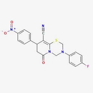 molecular formula C20H15FN4O3S B11429000 3-(4-fluorophenyl)-8-(4-nitrophenyl)-6-oxo-3,4,7,8-tetrahydro-2H,6H-pyrido[2,1-b][1,3,5]thiadiazine-9-carbonitrile 