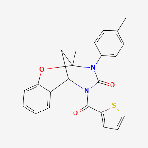 molecular formula C23H20N2O3S B11429007 2,3,5,6-Tetrahydro-2-methyl-3-(4-methylphenyl)-5-(2-thienylcarbonyl)-2,6-methano-4H-1,3,5-benzoxadiazocin-4-one CAS No. 900319-18-8