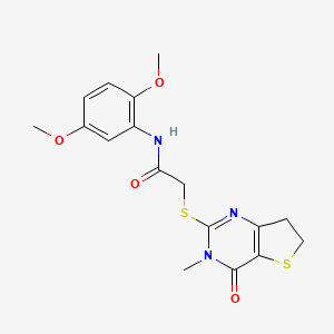 molecular formula C17H19N3O4S2 B11429023 N-(2,5-Dimethoxyphenyl)-2-({3-methyl-4-oxo-3H,4H,6H,7H-thieno[3,2-D]pyrimidin-2-YL}sulfanyl)acetamide 