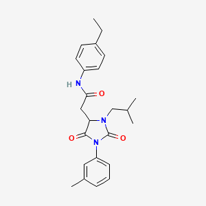 molecular formula C24H29N3O3 B11429030 N-(4-ethylphenyl)-2-[1-(3-methylphenyl)-3-(2-methylpropyl)-2,5-dioxoimidazolidin-4-yl]acetamide 