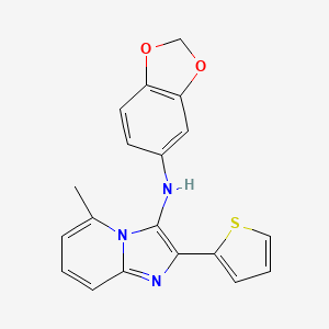 molecular formula C19H15N3O2S B11429055 N-(1,3-benzodioxol-5-yl)-5-methyl-2-(thiophen-2-yl)imidazo[1,2-a]pyridin-3-amine 