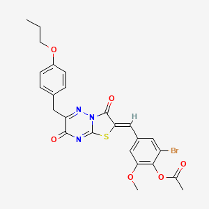 molecular formula C25H22BrN3O6S B11429090 2-bromo-4-{(Z)-[3,7-dioxo-6-(4-propoxybenzyl)-7H-[1,3]thiazolo[3,2-b][1,2,4]triazin-2(3H)-ylidene]methyl}-6-methoxyphenyl acetate 