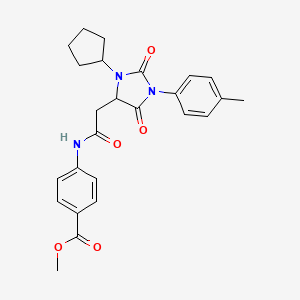 molecular formula C25H27N3O5 B11429107 Methyl 4-({[3-cyclopentyl-1-(4-methylphenyl)-2,5-dioxoimidazolidin-4-yl]acetyl}amino)benzoate 