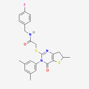 2-((3-(3,5-dimethylphenyl)-6-methyl-4-oxo-3,4,6,7-tetrahydrothieno[3,2-d]pyrimidin-2-yl)thio)-N-(4-fluorobenzyl)acetamide