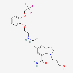 molecular formula C25H32F3N3O4 B1142919 (R)-1-(3-hydroxypropyl)-5-(2-((2-(2-(2,2,2-trifluoroethoxy)phenoxy)ethyl)amino)propyl)indoline-7-carboxamide CAS No. 160970-64-9
