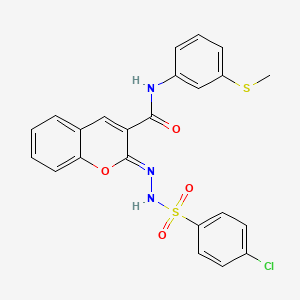 (2Z)-2-{2-[(4-chlorophenyl)sulfonyl]hydrazinylidene}-N-[3-(methylsulfanyl)phenyl]-2H-chromene-3-carboxamide