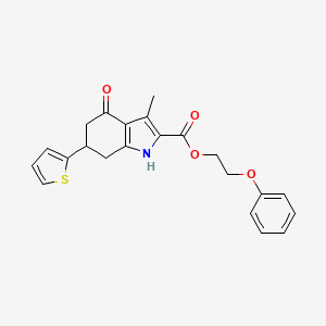 2-phenoxyethyl 3-methyl-4-oxo-6-(thiophen-2-yl)-4,5,6,7-tetrahydro-1H-indole-2-carboxylate