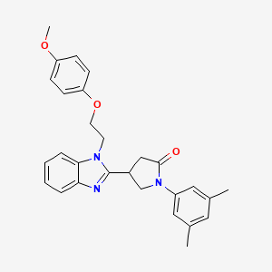 molecular formula C28H29N3O3 B11429253 1-(3,5-dimethylphenyl)-4-{1-[2-(4-methoxyphenoxy)ethyl]-1H-benzimidazol-2-yl}pyrrolidin-2-one 