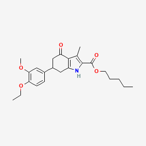 molecular formula C24H31NO5 B11429261 pentyl 6-(4-ethoxy-3-methoxyphenyl)-3-methyl-4-oxo-4,5,6,7-tetrahydro-1H-indole-2-carboxylate 