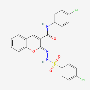 (2Z)-N-(4-chlorophenyl)-2-{2-[(4-chlorophenyl)sulfonyl]hydrazinylidene}-2H-chromene-3-carboxamide