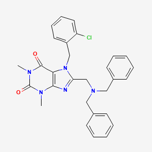 molecular formula C29H28ClN5O2 B11429287 7-(2-chlorobenzyl)-8-[(dibenzylamino)methyl]-1,3-dimethyl-3,7-dihydro-1H-purine-2,6-dione 