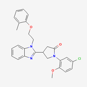 molecular formula C27H26ClN3O3 B11429337 1-(5-chloro-2-methoxyphenyl)-4-{1-[2-(2-methylphenoxy)ethyl]-1H-benzimidazol-2-yl}pyrrolidin-2-one 