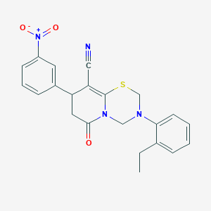 3-(2-ethylphenyl)-8-(3-nitrophenyl)-6-oxo-3,4,7,8-tetrahydro-2H,6H-pyrido[2,1-b][1,3,5]thiadiazine-9-carbonitrile