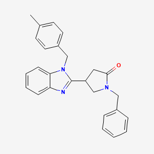 molecular formula C26H25N3O B11429359 1-benzyl-4-[1-(4-methylbenzyl)-1H-benzimidazol-2-yl]pyrrolidin-2-one 