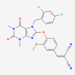 molecular formula C25H18Cl2N6O4 B11429387 (4-{[7-(2,4-dichlorobenzyl)-1,3-dimethyl-2,6-dioxo-2,3,6,7-tetrahydro-1H-purin-8-yl]oxy}-3-methoxybenzylidene)propanedinitrile 