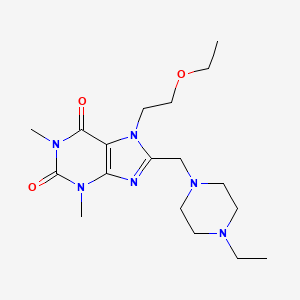 molecular formula C18H30N6O3 B11429393 7-(2-Ethoxyethyl)-8-[(4-ethylpiperazin-1-yl)methyl]-1,3-dimethylpurine-2,6-dione 