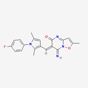 molecular formula C20H17FN4O2 B11429407 (6Z)-6-{[1-(4-fluorophenyl)-2,5-dimethyl-1H-pyrrol-3-yl]methylidene}-7-imino-2-methyl-6,7-dihydro-5H-[1,2]oxazolo[2,3-a]pyrimidin-5-one 