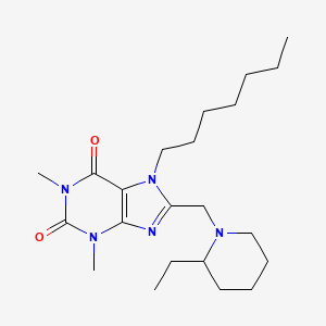 molecular formula C22H37N5O2 B11429418 8-[(2-Ethylpiperidin-1-yl)methyl]-7-heptyl-1,3-dimethylpurine-2,6-dione 