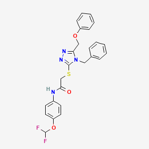 molecular formula C25H22F2N4O3S B11429423 2-{[4-benzyl-5-(phenoxymethyl)-4H-1,2,4-triazol-3-yl]sulfanyl}-N-[4-(difluoromethoxy)phenyl]acetamide 