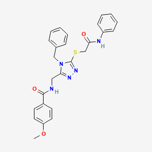 molecular formula C26H25N5O3S B11429435 N-[(4-Benzyl-5-{[(phenylcarbamoyl)methyl]sulfanyl}-4H-1,2,4-triazol-3-YL)methyl]-4-methoxybenzamide 