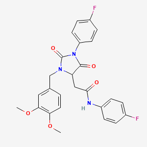 2-[3-(3,4-dimethoxybenzyl)-1-(4-fluorophenyl)-2,5-dioxoimidazolidin-4-yl]-N-(4-fluorophenyl)acetamide