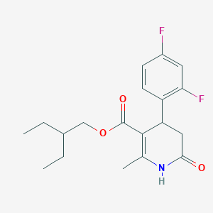 molecular formula C19H23F2NO3 B11429484 2-Ethylbutyl 4-(2,4-difluorophenyl)-2-methyl-6-oxo-1,4,5,6-tetrahydropyridine-3-carboxylate 