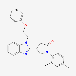 molecular formula C27H27N3O2 B11429529 1-(2,4-dimethylphenyl)-4-[1-(2-phenoxyethyl)-1H-benzimidazol-2-yl]pyrrolidin-2-one 