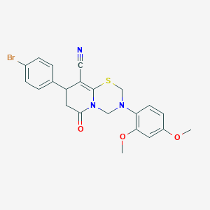 8-(4-bromophenyl)-3-(2,4-dimethoxyphenyl)-6-oxo-3,4,7,8-tetrahydro-2H,6H-pyrido[2,1-b][1,3,5]thiadiazine-9-carbonitrile