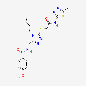 molecular formula C20H25N7O3S2 B11429576 N-{[4-Butyl-5-({[(5-methyl-1,3,4-thiadiazol-2-YL)carbamoyl]methyl}sulfanyl)-4H-1,2,4-triazol-3-YL]methyl}-4-methoxybenzamide 