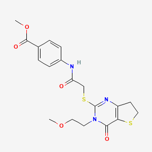 Methyl 4-(2-((3-(2-methoxyethyl)-4-oxo-3,4,6,7-tetrahydrothieno[3,2-d]pyrimidin-2-yl)thio)acetamido)benzoate