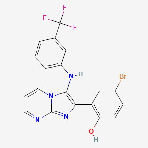 4-Bromo-2-(3-{[3-(trifluoromethyl)phenyl]amino}imidazo[1,2-a]pyrimidin-2-yl)phenol