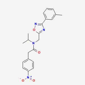 molecular formula C21H22N4O4 B11429621 N-{[3-(3-methylphenyl)-1,2,4-oxadiazol-5-yl]methyl}-2-(4-nitrophenyl)-N-(propan-2-yl)acetamide 