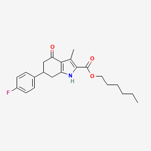 hexyl 6-(4-fluorophenyl)-3-methyl-4-oxo-4,5,6,7-tetrahydro-1H-indole-2-carboxylate