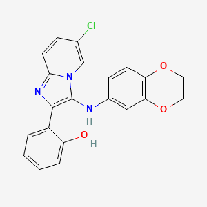 molecular formula C21H16ClN3O3 B11429639 2-[6-Chloro-3-(2,3-dihydro-1,4-benzodioxin-6-ylamino)imidazo[1,2-a]pyridin-2-yl]phenol 