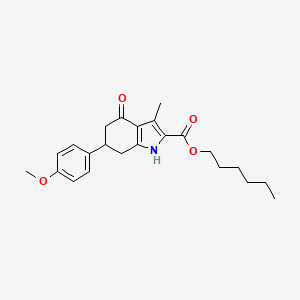 hexyl 6-(4-methoxyphenyl)-3-methyl-4-oxo-4,5,6,7-tetrahydro-1H-indole-2-carboxylate