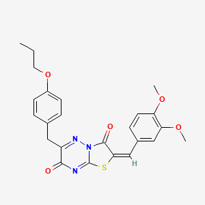 (2E)-2-(3,4-dimethoxybenzylidene)-6-(4-propoxybenzyl)-7H-[1,3]thiazolo[3,2-b][1,2,4]triazine-3,7(2H)-dione