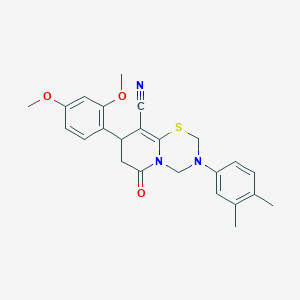 8-(2,4-dimethoxyphenyl)-3-(3,4-dimethylphenyl)-6-oxo-3,4,7,8-tetrahydro-2H,6H-pyrido[2,1-b][1,3,5]thiadiazine-9-carbonitrile