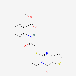 Ethyl 2-(2-((3-ethyl-4-oxo-3,4,6,7-tetrahydrothieno[3,2-d]pyrimidin-2-yl)thio)acetamido)benzoate